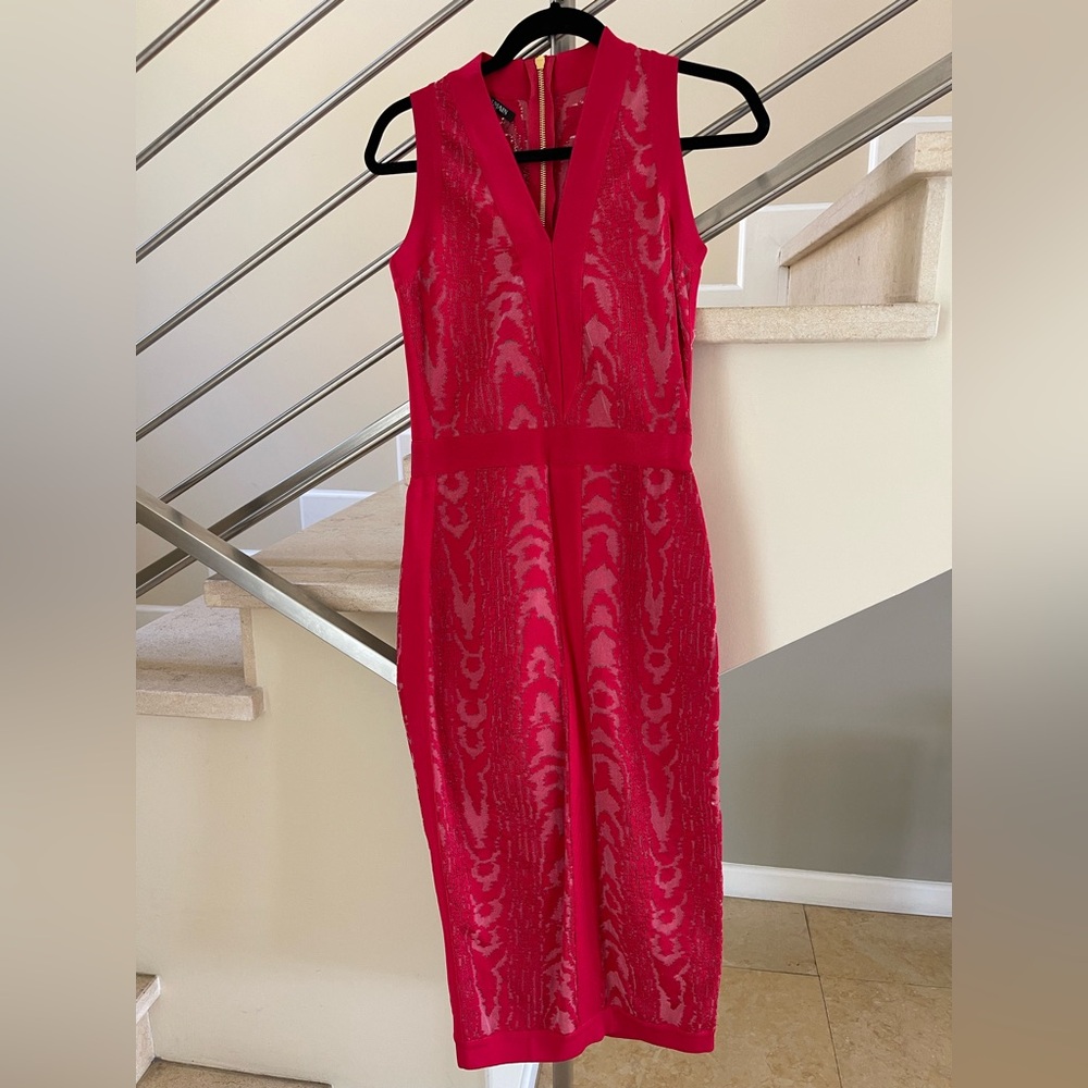BALMAIN Elegant Red Sleeveless Dress